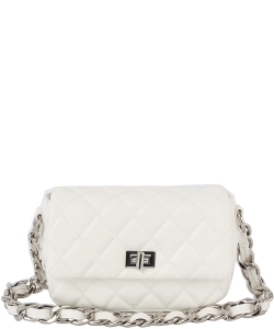 Quilted Flap Classic Shoulder Bag LHU498 WHITE